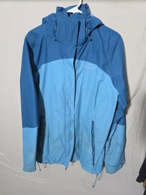 Columbia Two-Tone Blue Hooded Rain Jacket